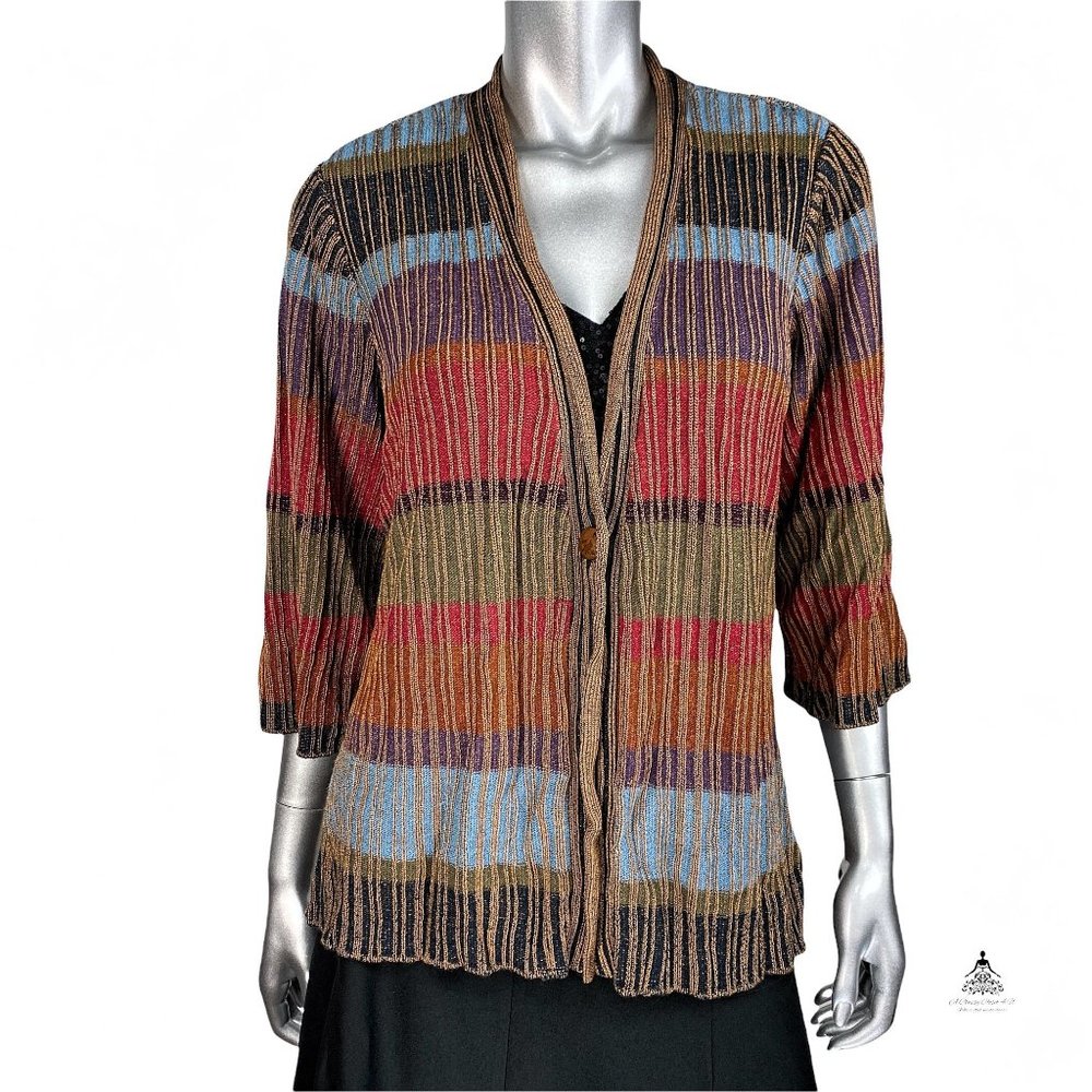 Coldwater Creek Orange Multi-Color Cardigan 1X